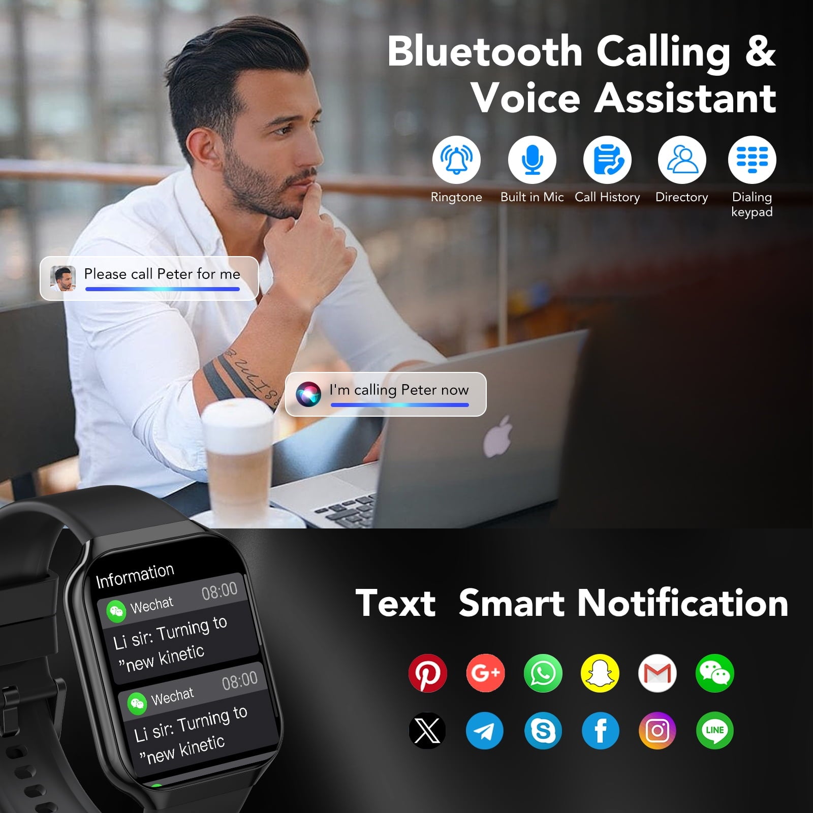 2026 NEW Smart Watch, 1.96''HD Screen SmartWatch for Men Women's, Answer/Make/Message, 100 Sports Modes, IP68 Waterproof Fitness Tracker Compatible with Android and iPhone, Holiday Gifts, Black
