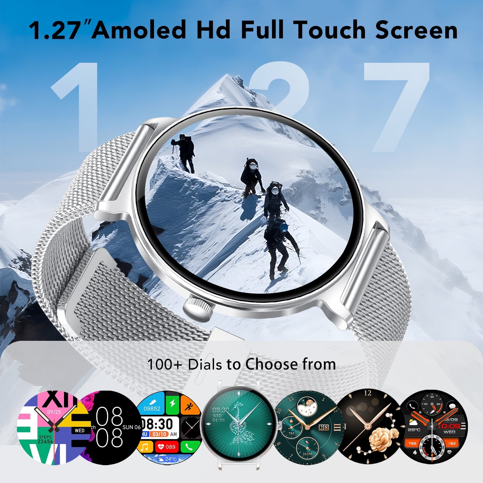 Smart Watch for Women, 1.27" Thin Face Fitness Tracker with Bluetooth Calls(Answer&Make), Smart Watch Fits for Android and iPhone, IP68 Waterproof, 110+ Sport Modes Smartwatch (2 Strap)