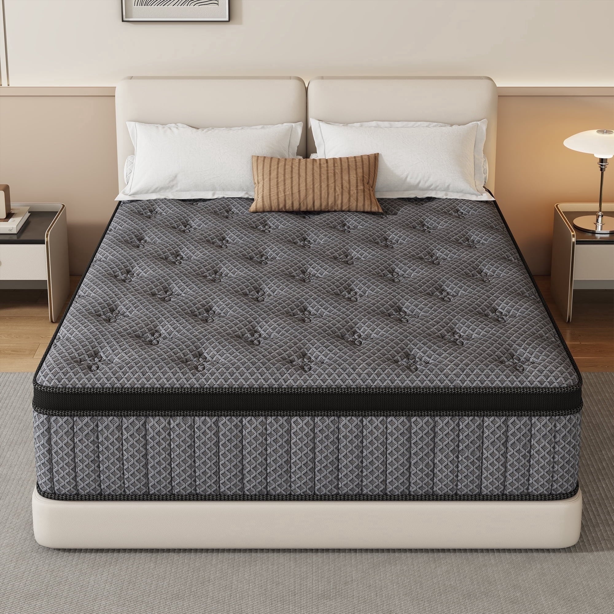 HIKOS 10 inch Full Mattress in a Box, Cooling Gel Memory Foam Hybrid Mattress with Individually Wrapped Pocket Coils, Medium Firm Full Size Mattress, Pressure Relief for Adult