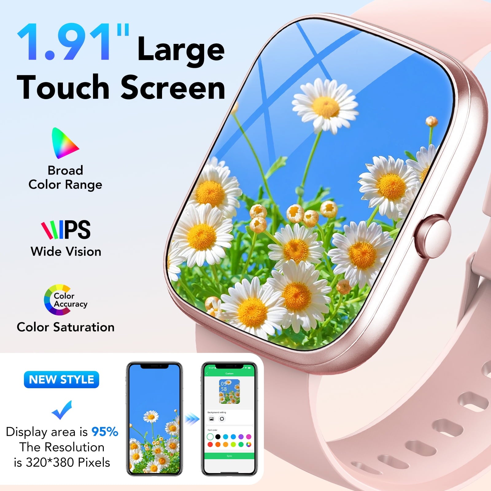 2026 NEW 1.91''HD Screen Smart Watch Compatible with Android and iPhone,Answer/Make Calls/100 Sports Modes/Message Reminder,IP68 Waterproof Fitness Tracker for Men Women, Gifts